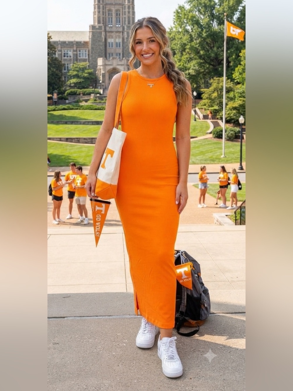Banana Republic Orange Sleeveless Maxi Dress